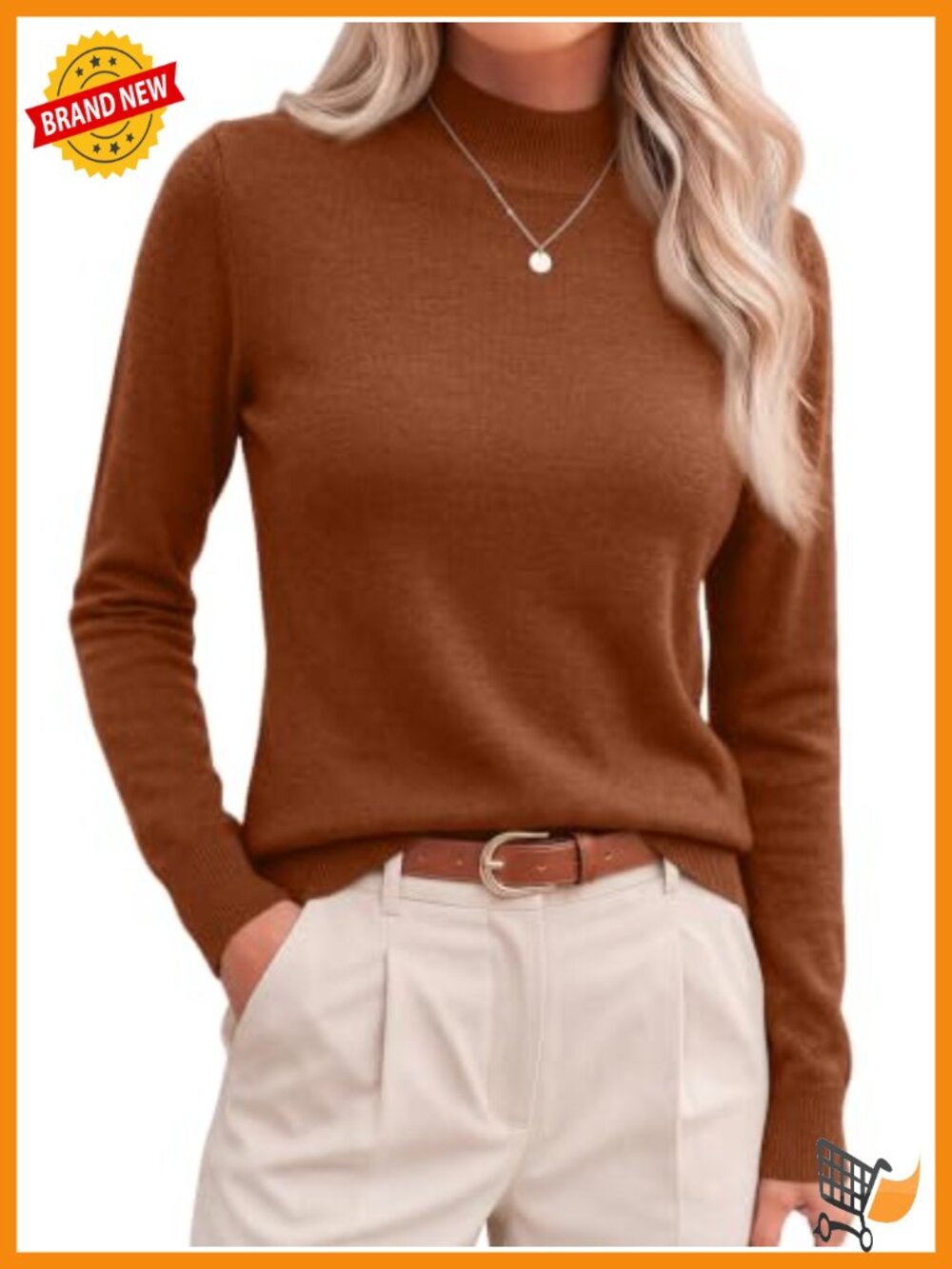 Merino Wool Blend Mock Neck Lightweight Fall Sweater Pullover